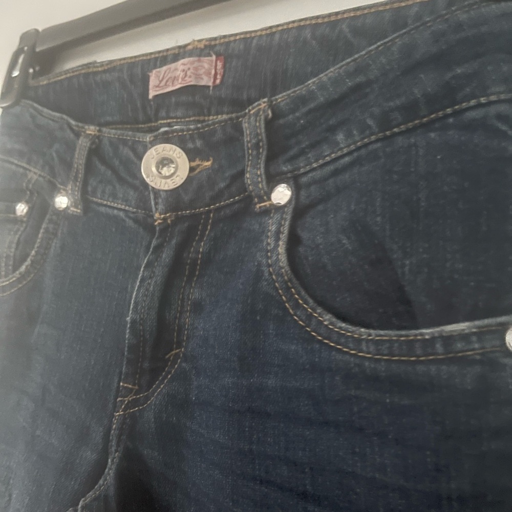 Levi's Vintage Girls Dark Denim High-Waisted Button-Button Fly Jeans Size 12 Reg - Picture 2 of 10